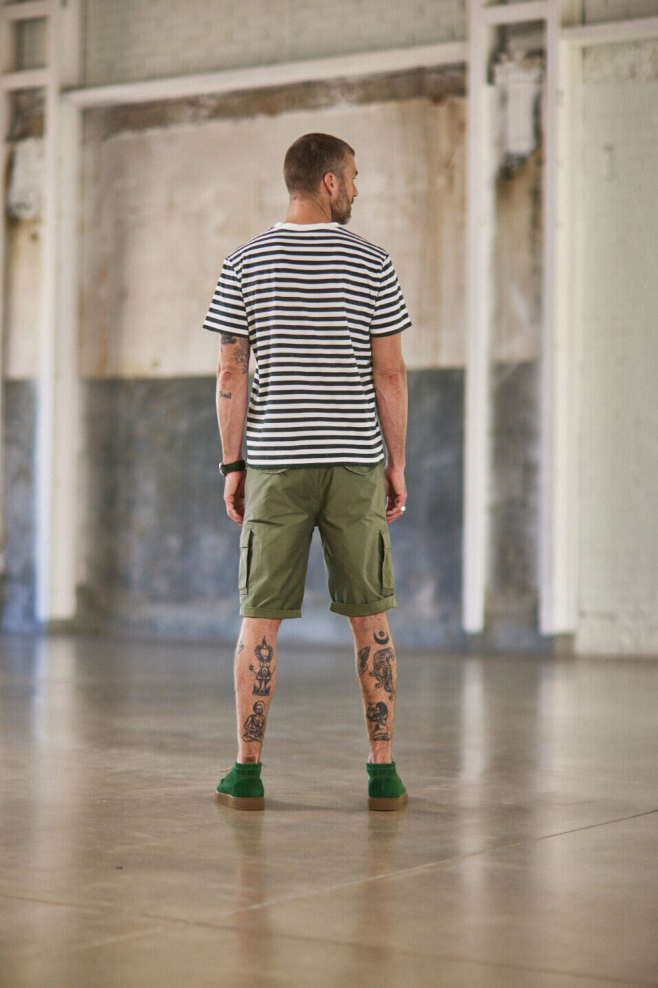 Striped T-shirt Man Chuck Marin Jungle green | Freeman T. Porter