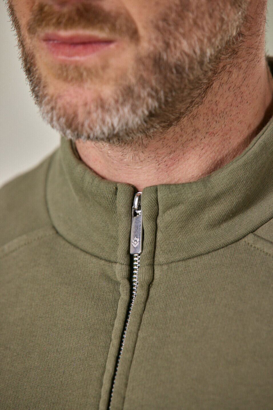 Zipped sweater Man Sully Snug Deep lichen green | Freeman T. Porter