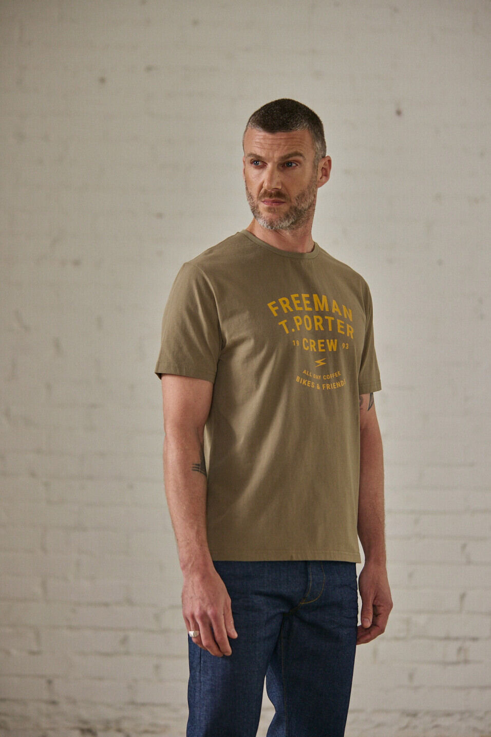 T-shirt manches courtes Homme Ivander Crew Deep lichen green | Freeman T. Porter