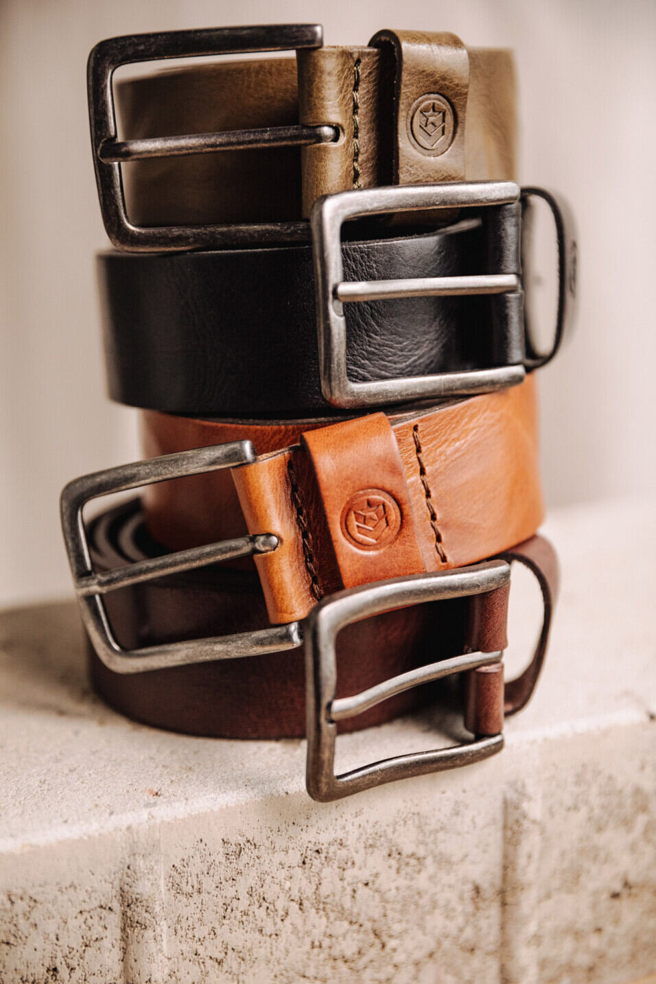Cinturón de cuero Man Agust Khaki | Freeman T. Porter