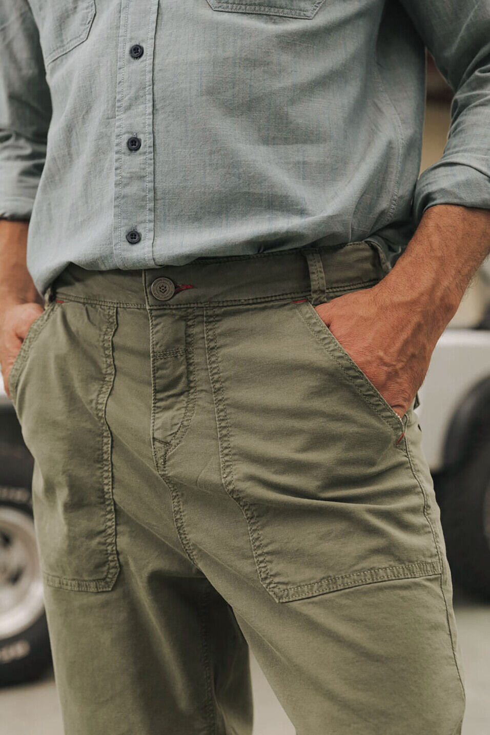 Pantalon style worker Homme Alexis Yago Deep lichen green | Freeman T. Porter