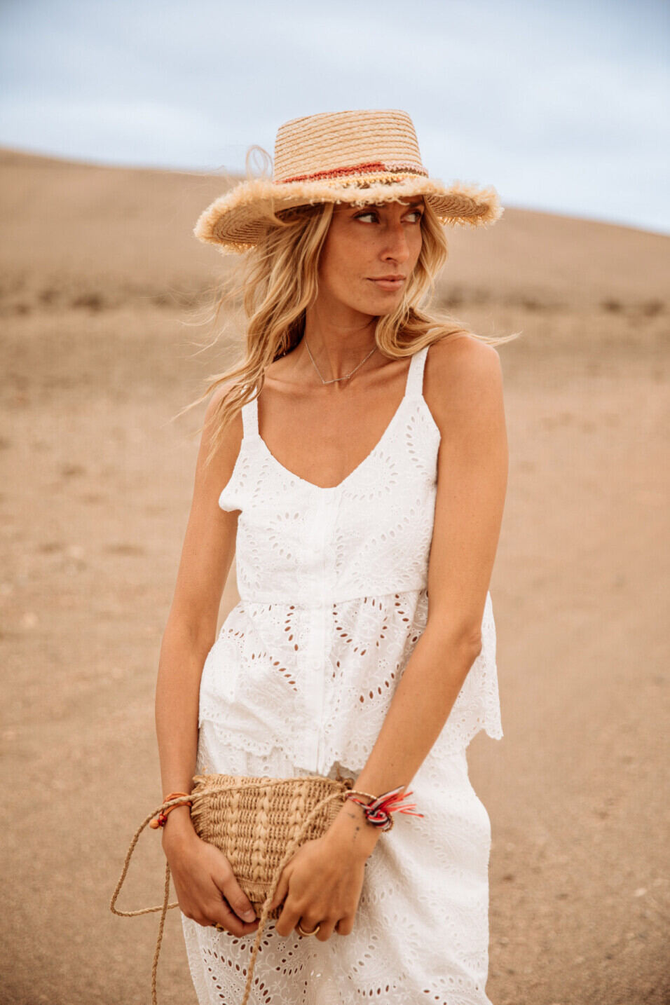Embroidered tank top Woman Troya Lace White | Freeman T. Porter