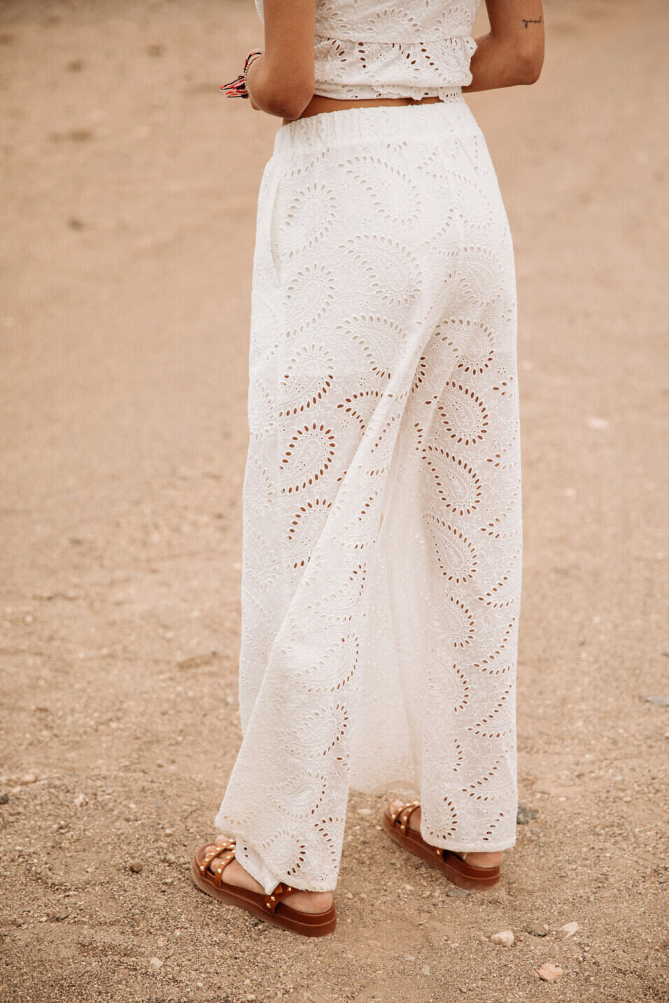 Pantalon large en dentelle Femme Patrizia Lace White | Freeman T. Porter