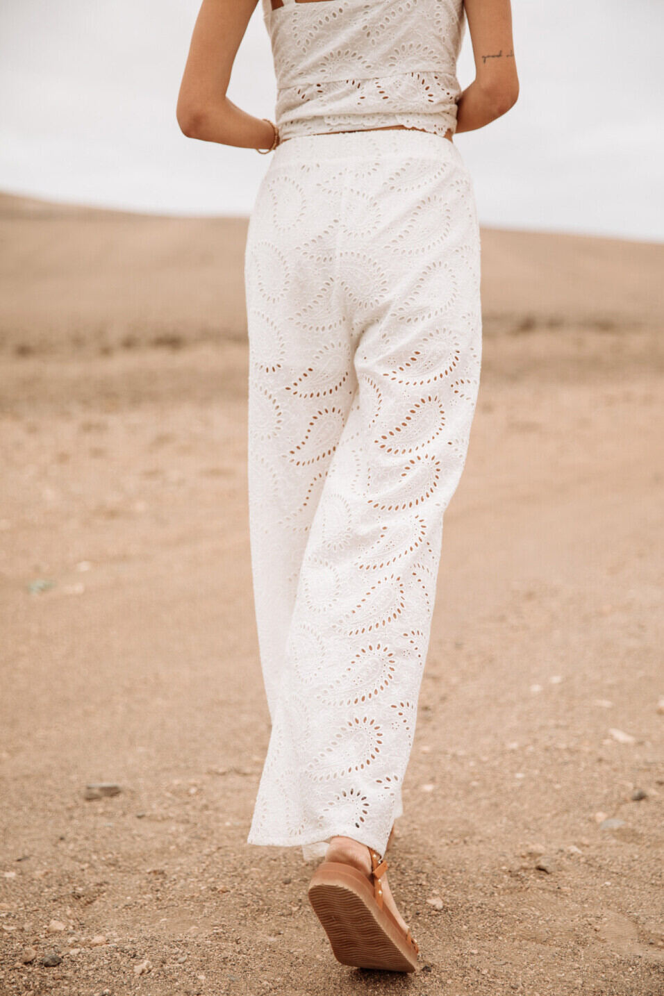 Pantalon large en dentelle Femme Patrizia Lace White | Freeman T. Porter
