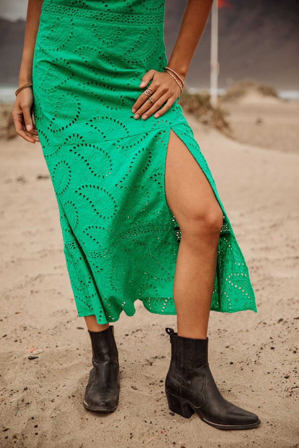 Kleid aus Stickerei Woman Revania Lace Deep mint | Freeman T. Porter