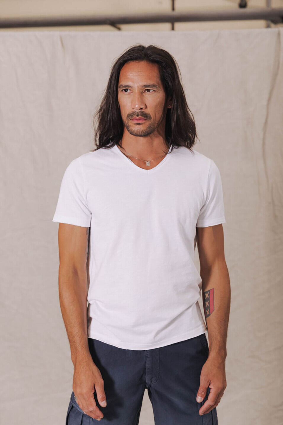 T-shirt col V Homme Leandro Kansas Bright white | Freeman T. Porter